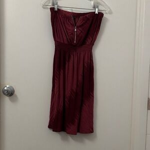 GAP Strapless Dress in Deep Burgundy
